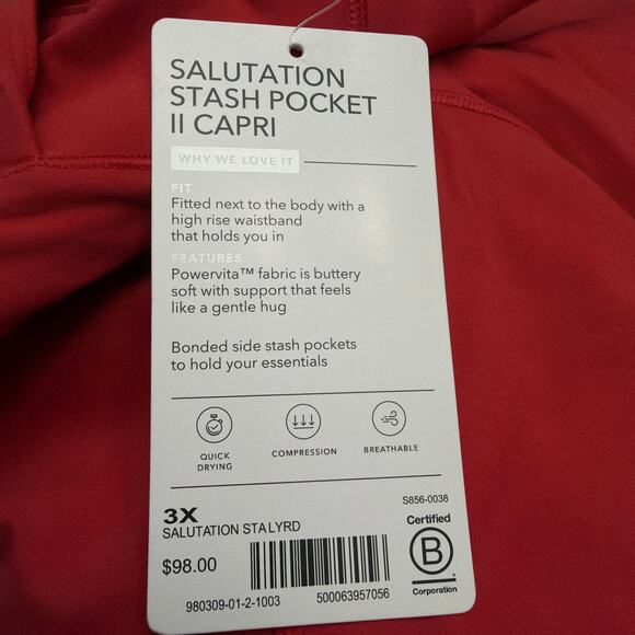 Athleta Salutation Stash Pocket II Crop Tight Plus Size 3x - Picture 2 of 11
